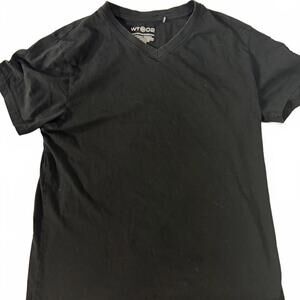 WT02 T-shirt‎ Top Men Size M Medium V-Neck Black Pocket Detail